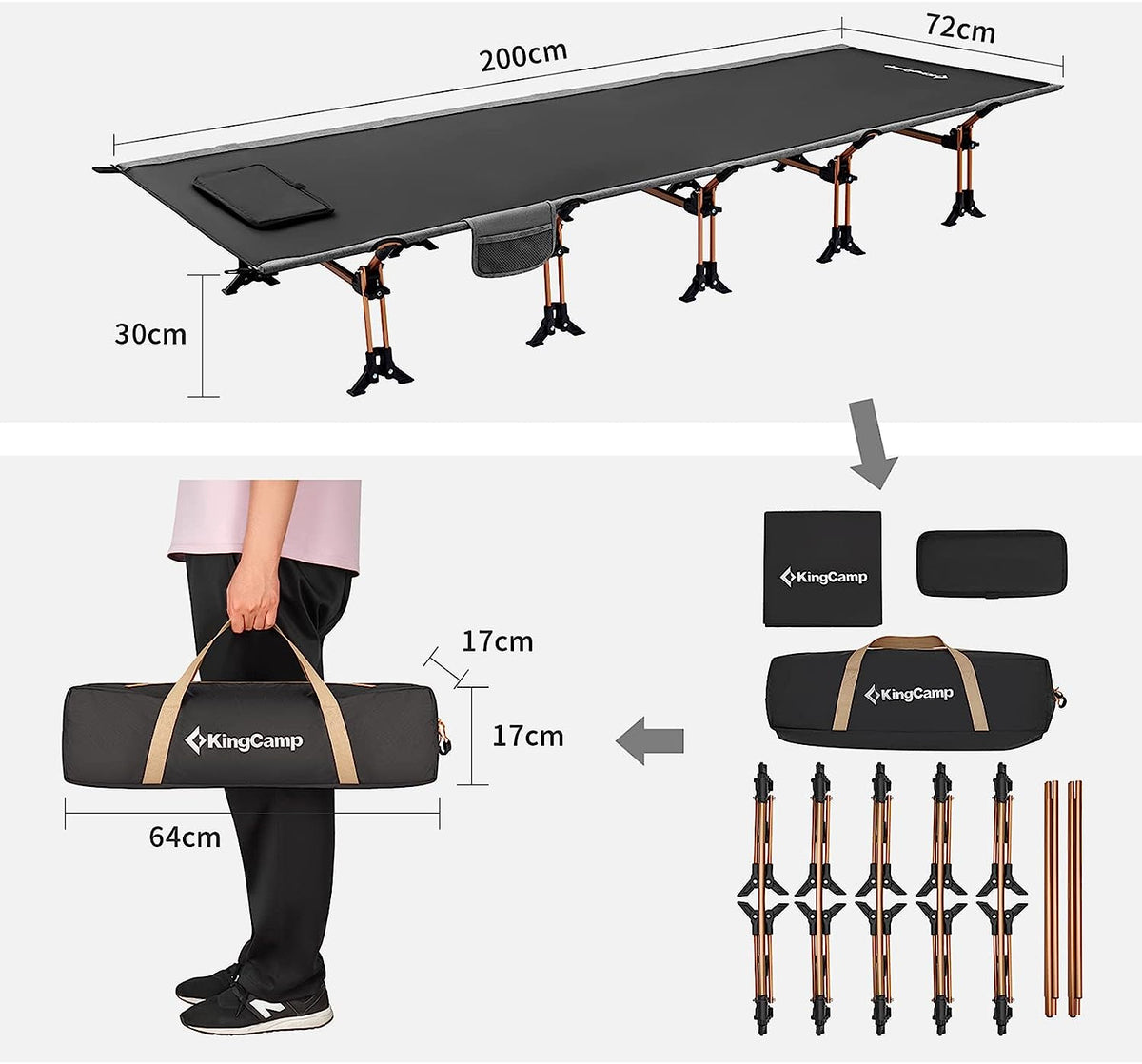 KingCamp キャンプ コット 折りたたみ アウトドア ベッド 航空アルミ