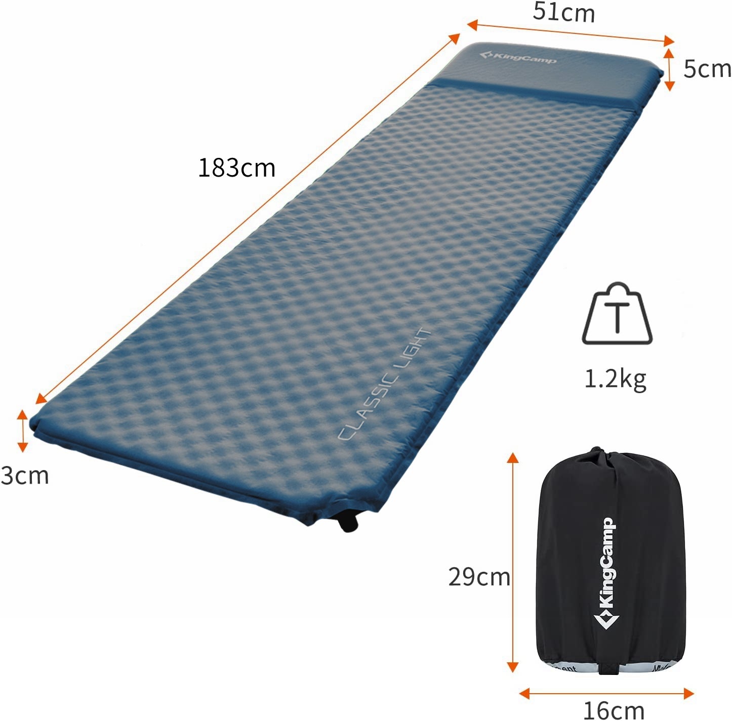 超軽量 自動膨張 エアーマット 枕一体式 ソロキャンプ キングキャンプ 