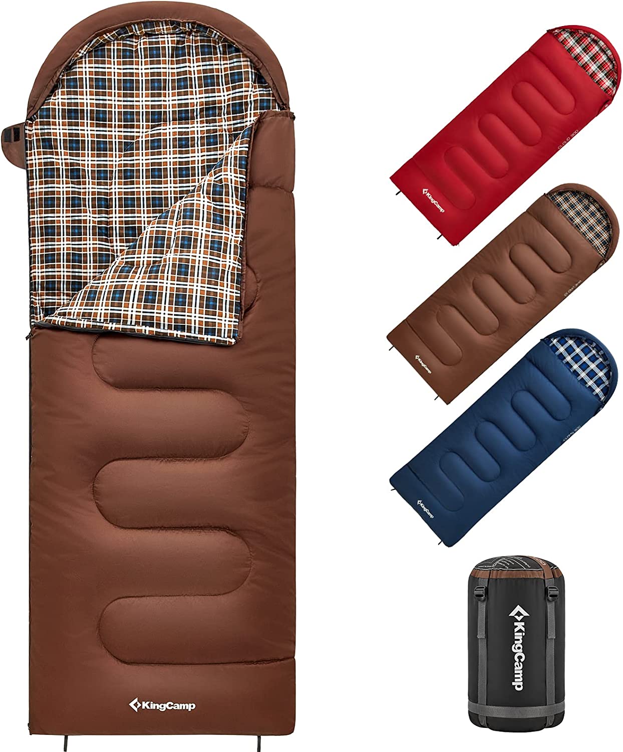 KingCamp 寝袋 シュラフ 封筒型 ワイドサイズ 連結可能 キャンプ 冬用 